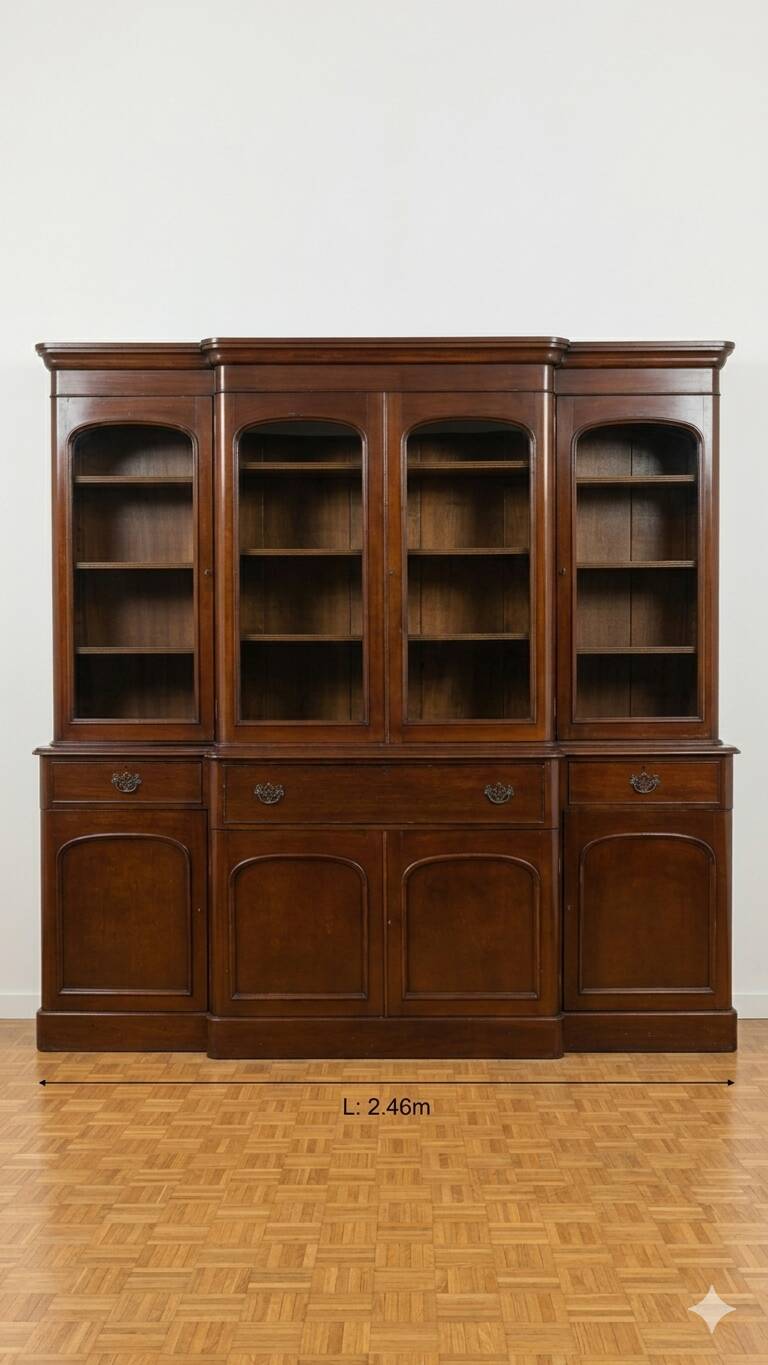 Monumental "Breakfront" library in mahogany – Victorian style 19th century