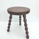 Vintage tripod stool in solid wood beaded feet
