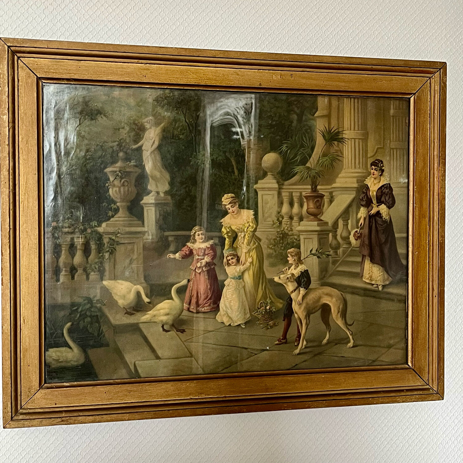 Antique print of the nineteenth century gilded frame