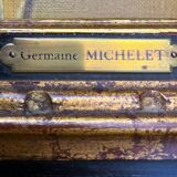 Pendant Gd Tableaux HST "Bouquet of flowers" signed Germaine Michelet + frame