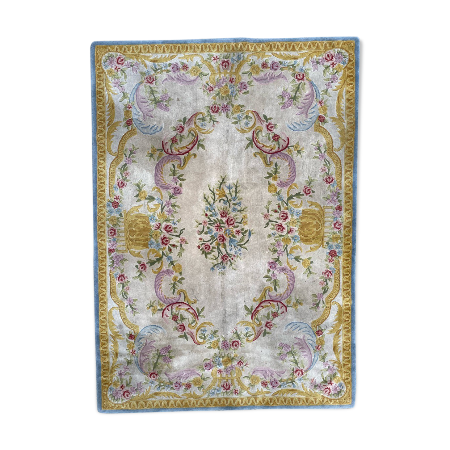 Tapis vintage style savonnerie ou Aubusson Tufté main 170x235 cm