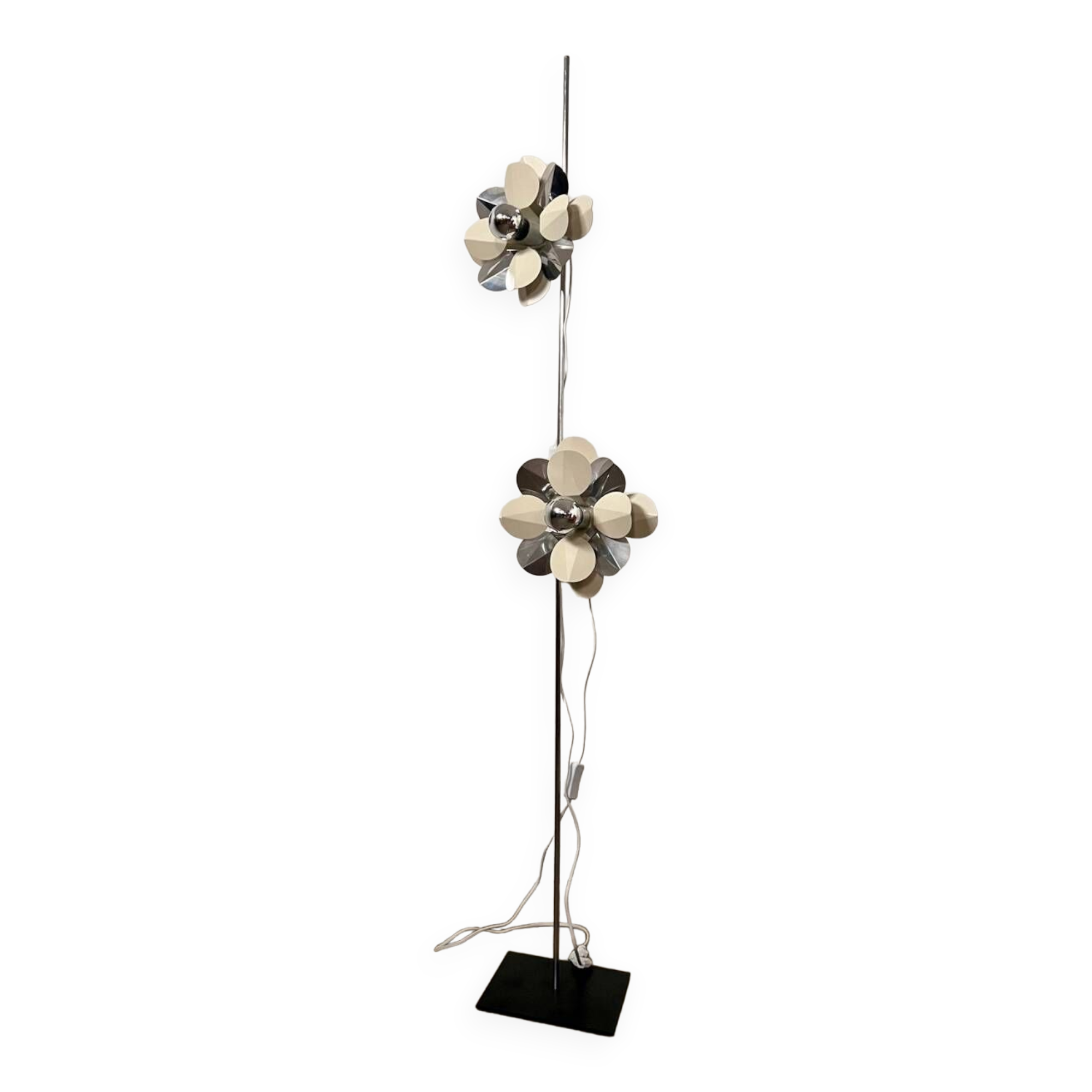 2-light flower floor lamp in French design metal from the 70s vintage