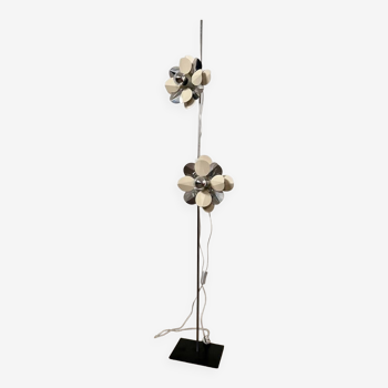 2-light flower floor lamp in French design metal from the 70s vintage