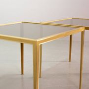 Solid Brass Side Tables with Smokey Glass Top by Vereinigte Werkstatten 70s