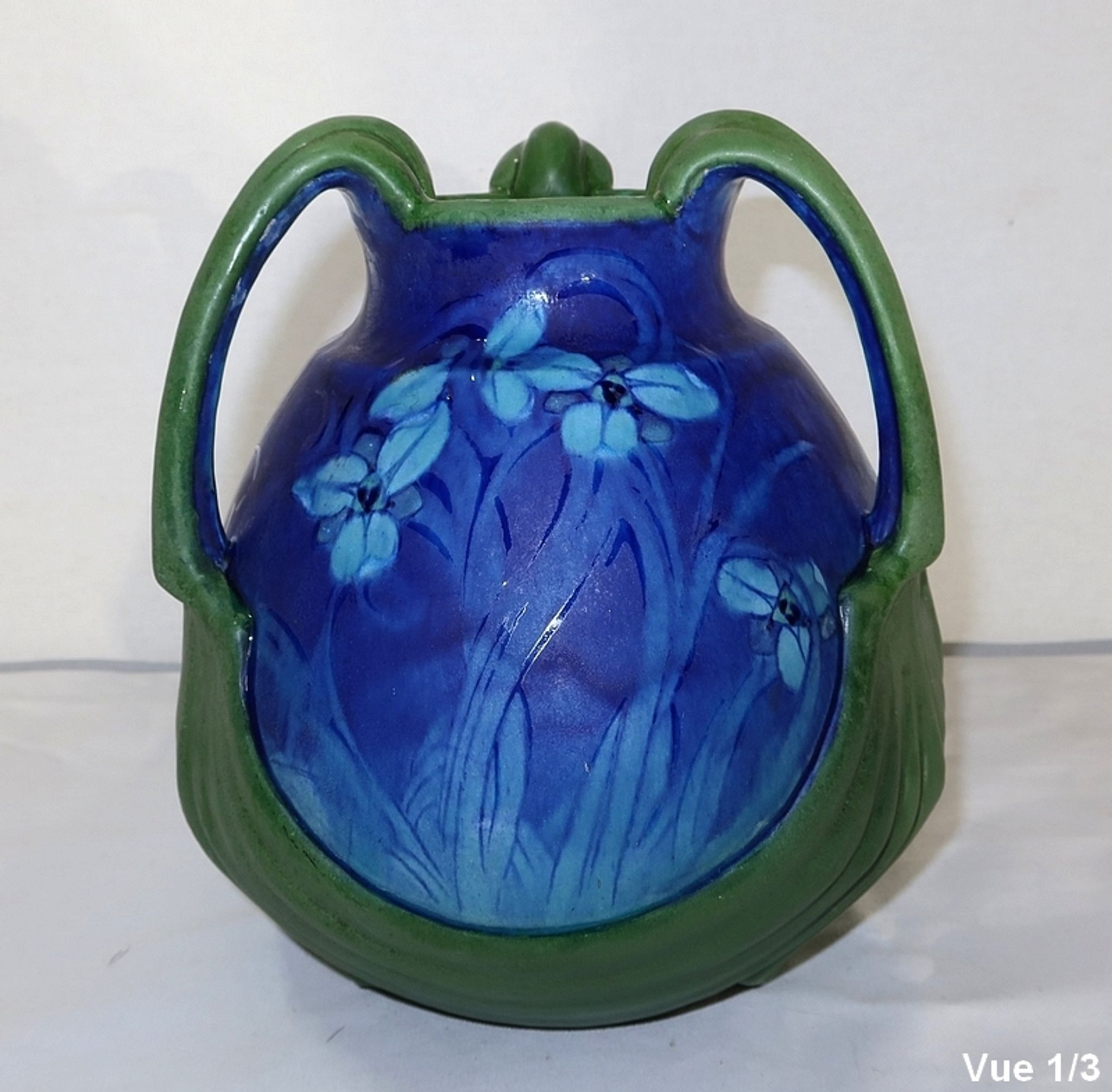 Vase en grès émaillé, à décor floral, signé e. lachenal – fin xixe