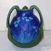 Vase en grès émaillé, à décor floral, signé e. lachenal – fin xixe