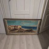 old painting signed marine boat