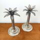 Vintage silver-plated palm candlesticks