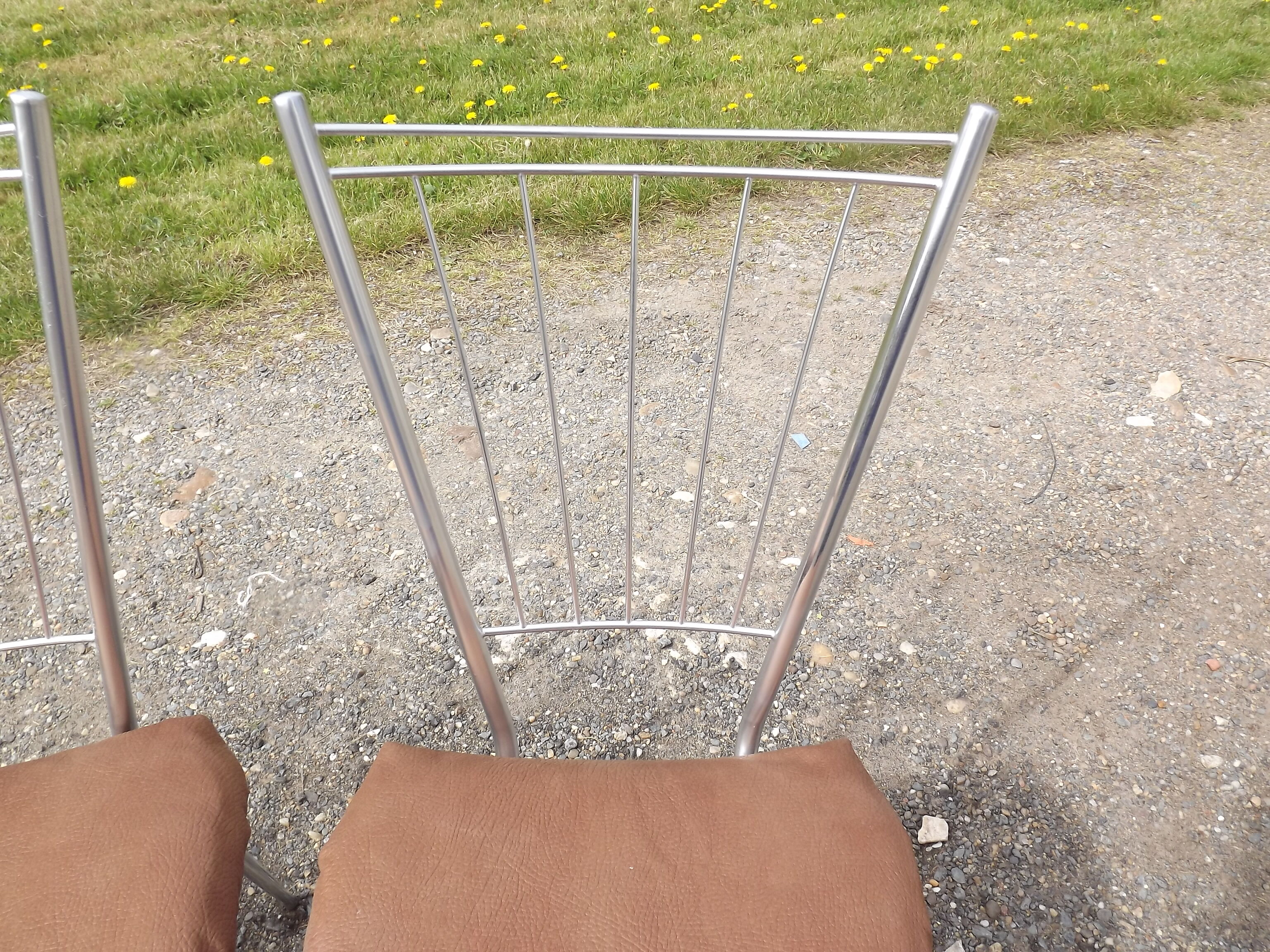 4 vintage chrome and skai chairs