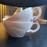 Two pink haviland porcelain teacups