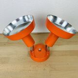 Double adjustable orange spotlight wall lamp from the 70s