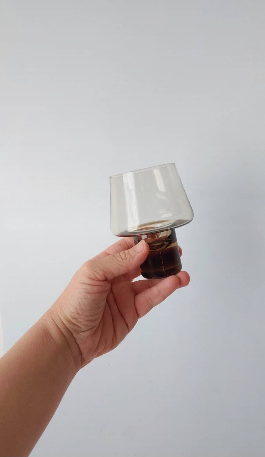 Smoked 70s carafe and glass set