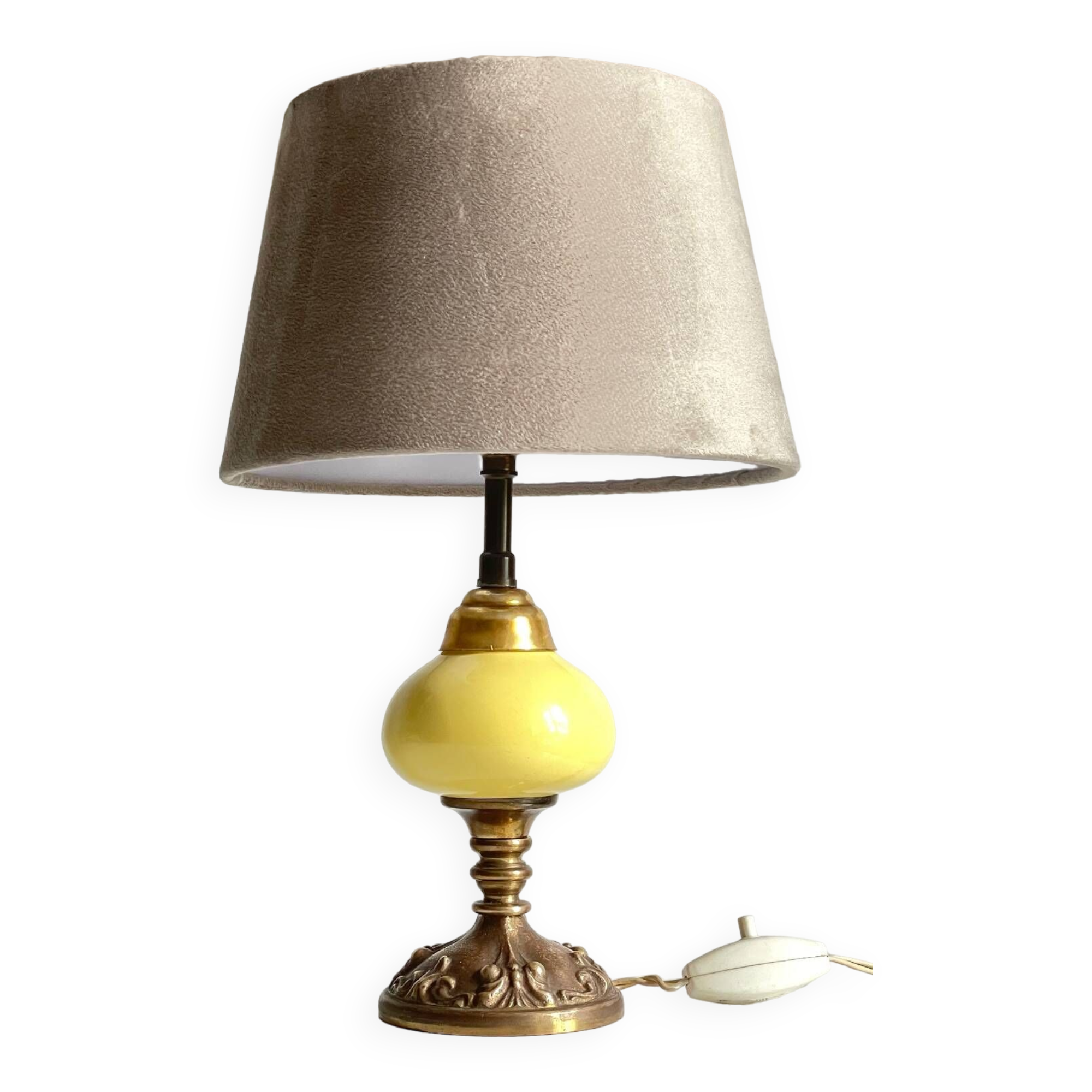 Old ceramic and bronze lamp