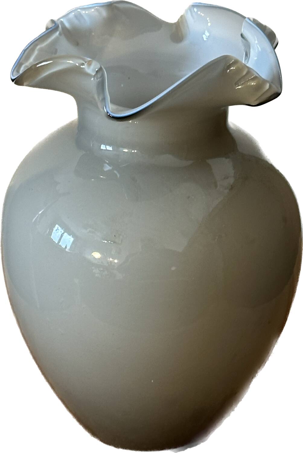 Vintage 1950s Vase in Gray Opaline - Blue Collar - H 18.5 cm