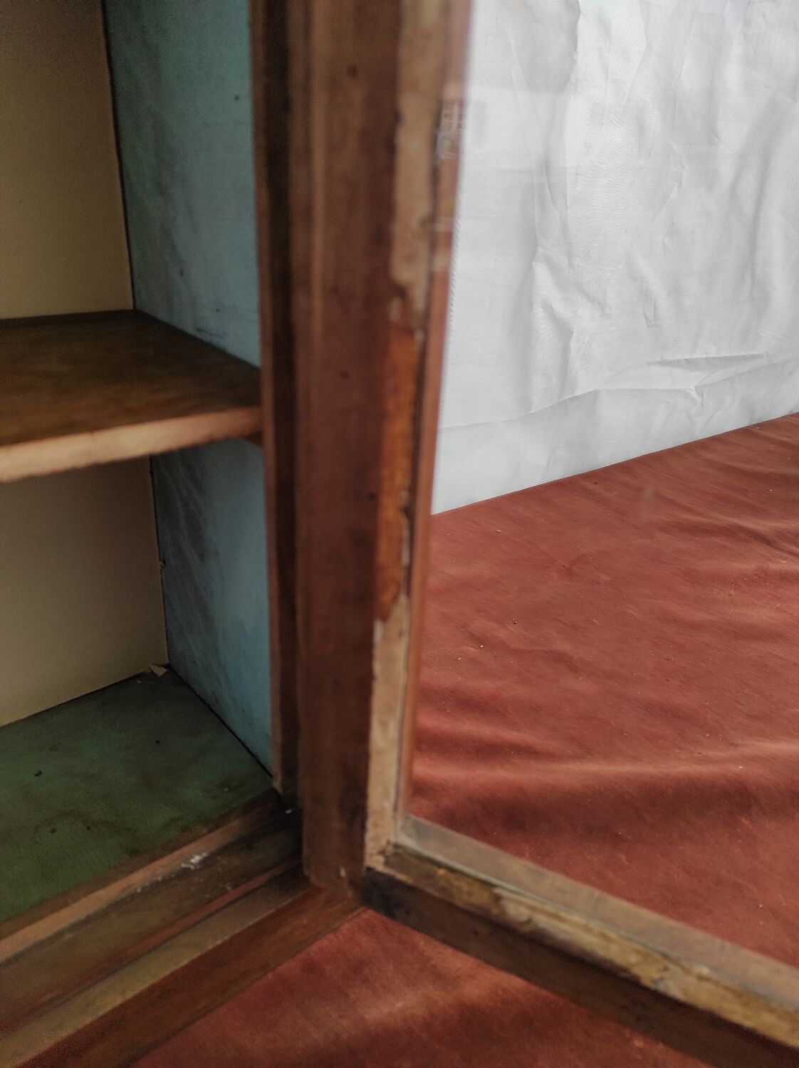 Showcase to pose nineteenth century walnut