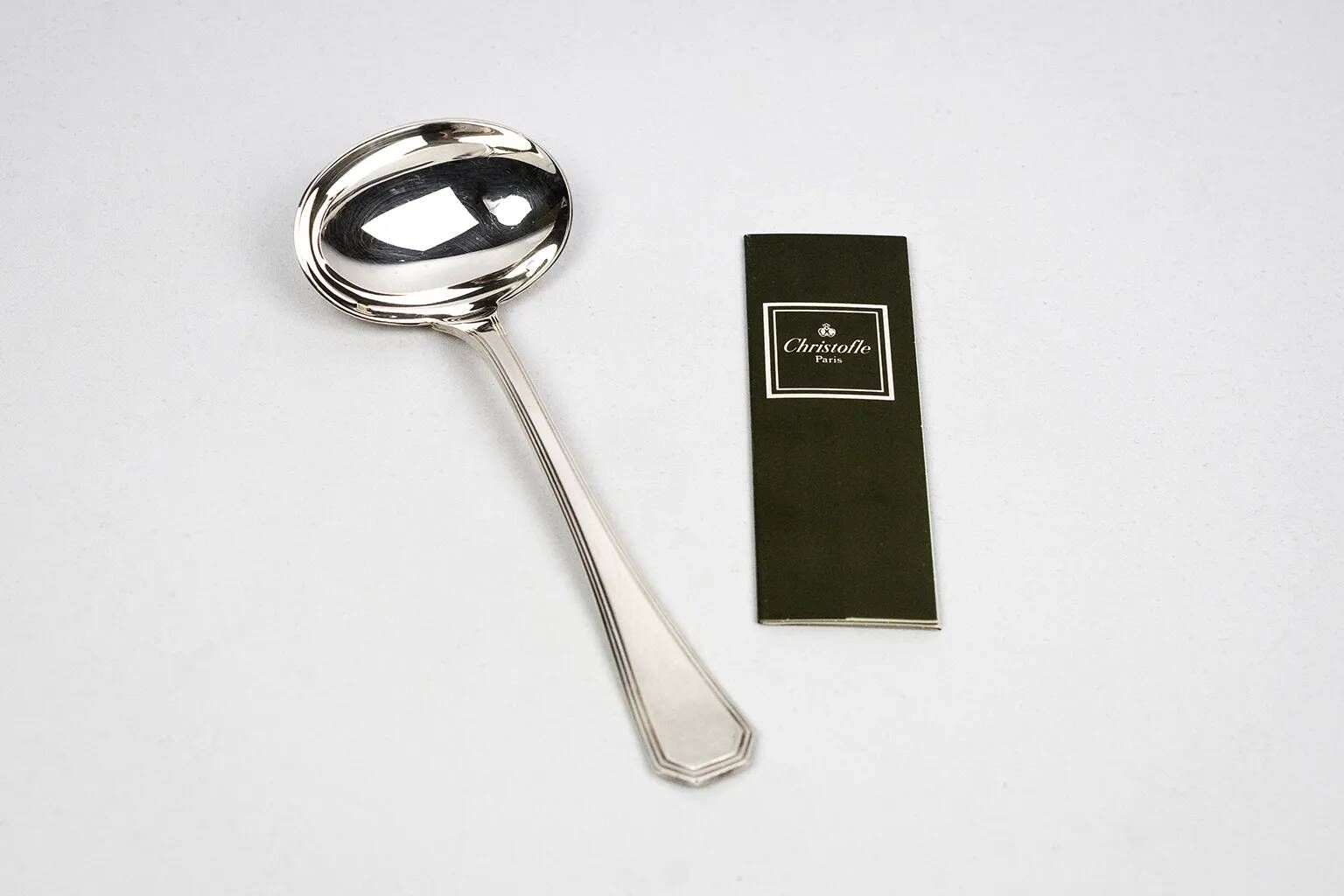 Christofle America sauce spoon, silver-plated metal, design by Luc Lanel (1933)
