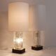 Pair of large glass ice table lamps by J.T. Kalmar "Frankenberg" with illuminated base.