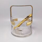 1970s Gorgeous Cocktail Shaker With Ice Bucket by Dorval in Gold plate 24K and Crystal. Made in Ital