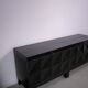 Black oak brutalist sideboard by Jean Batenburg with graphical doors for MI, Belgium