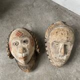 Pair of African Fang and Punu masks from Gabon