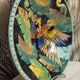 Large Vallauris dish in polychrome ceramic – parrot decoration – signed