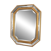 Octagonal mirror with bevelled parcloses, Neo-Classical Regency Art style.