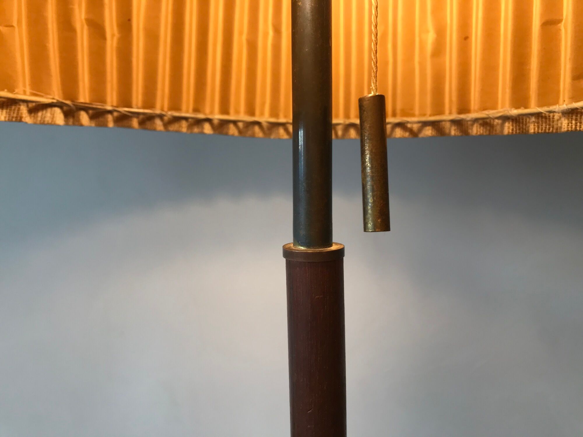 Brass and rosewood lamp by J.T Kalmar, Austria, circa 1950.
