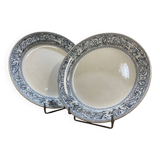 Pair of round Minton English porcelain dishes, Florentine pattern