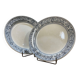 Pair of round Minton English porcelain dishes, Florentine pattern