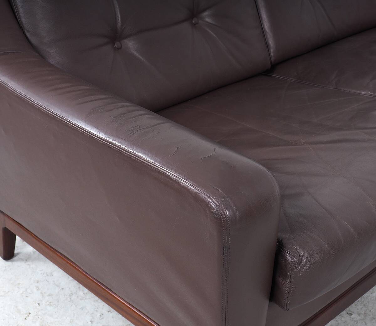 Vintage Brown Leather Sofa on Rosewood Legs from Porfilia Werke, 1960s