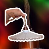 Suspension opaline cordon chanvre upcyclée