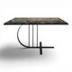 Chrome steel coffee table with zodiac signs decoration.