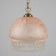 Vintage suspension in frosted pink glass with pearl pendants.