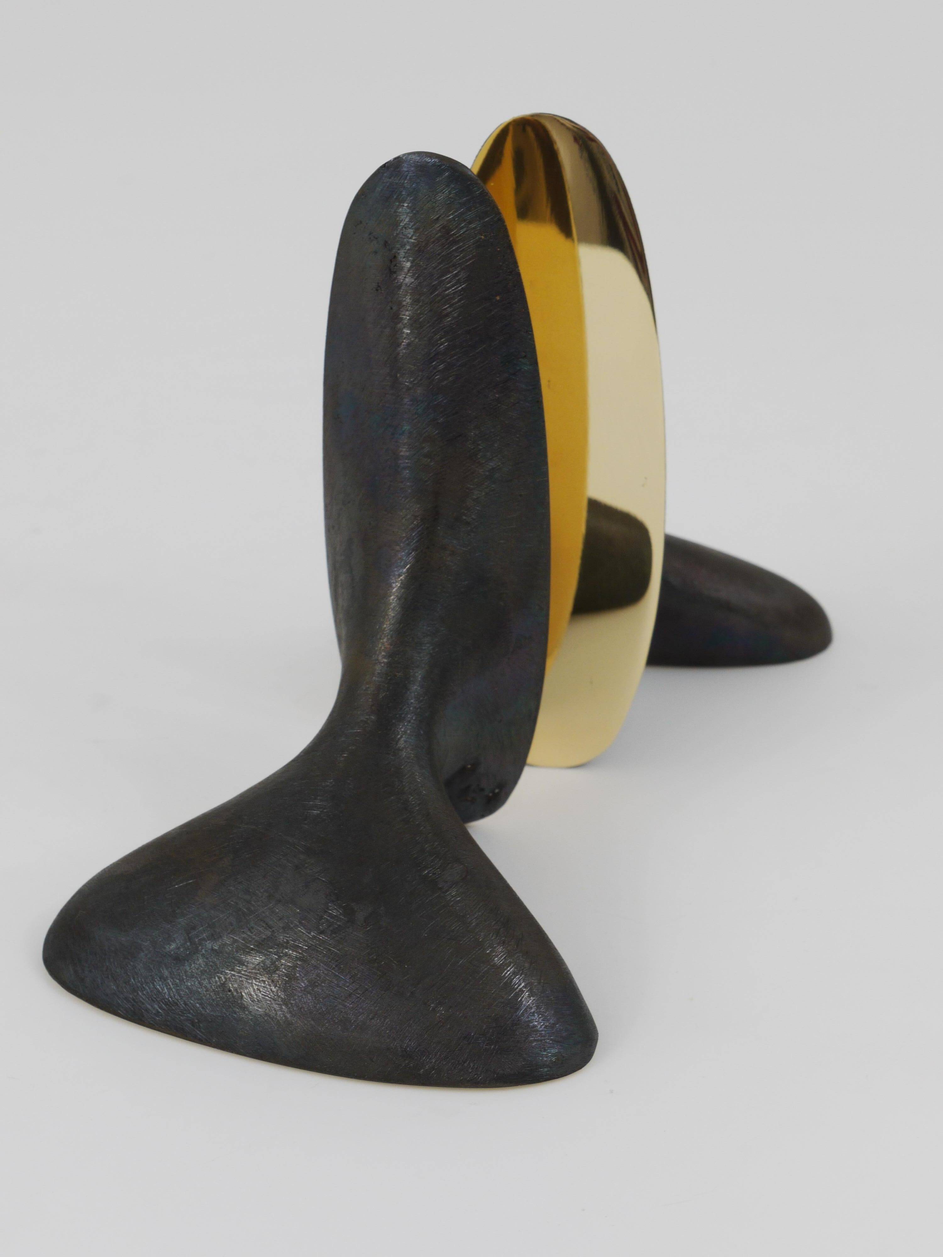 Pair of minimalist mid-century brass bookends by Carl Auböck #3653, Vienna, Austria.