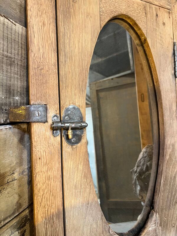 Miroir œil de bœuf chêne