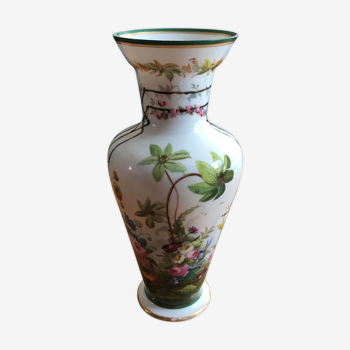 Vase porcelaine fine vieux paris XIXè décor peint colibri - french hand painted