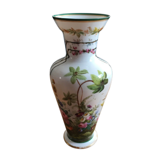 Vase porcelaine fine old paris decor painted colibri - french hand painted