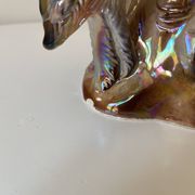 Vase Kitsch "Tronc d'arbre avec Pic Vert" - Céramique Irisée Rose