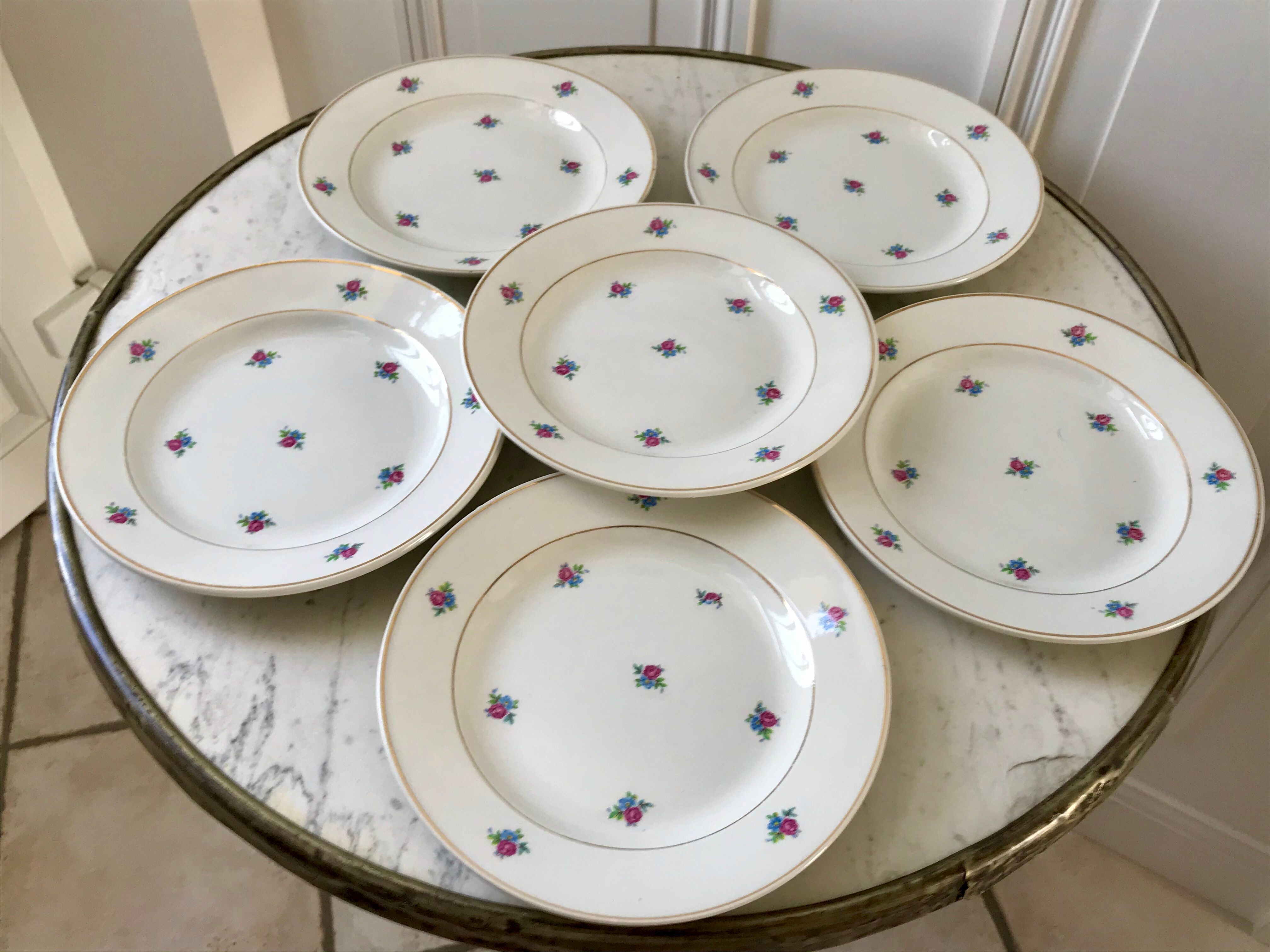 set of 6 dessert plates Digoin Sarreguemines model Floréal years 50-60