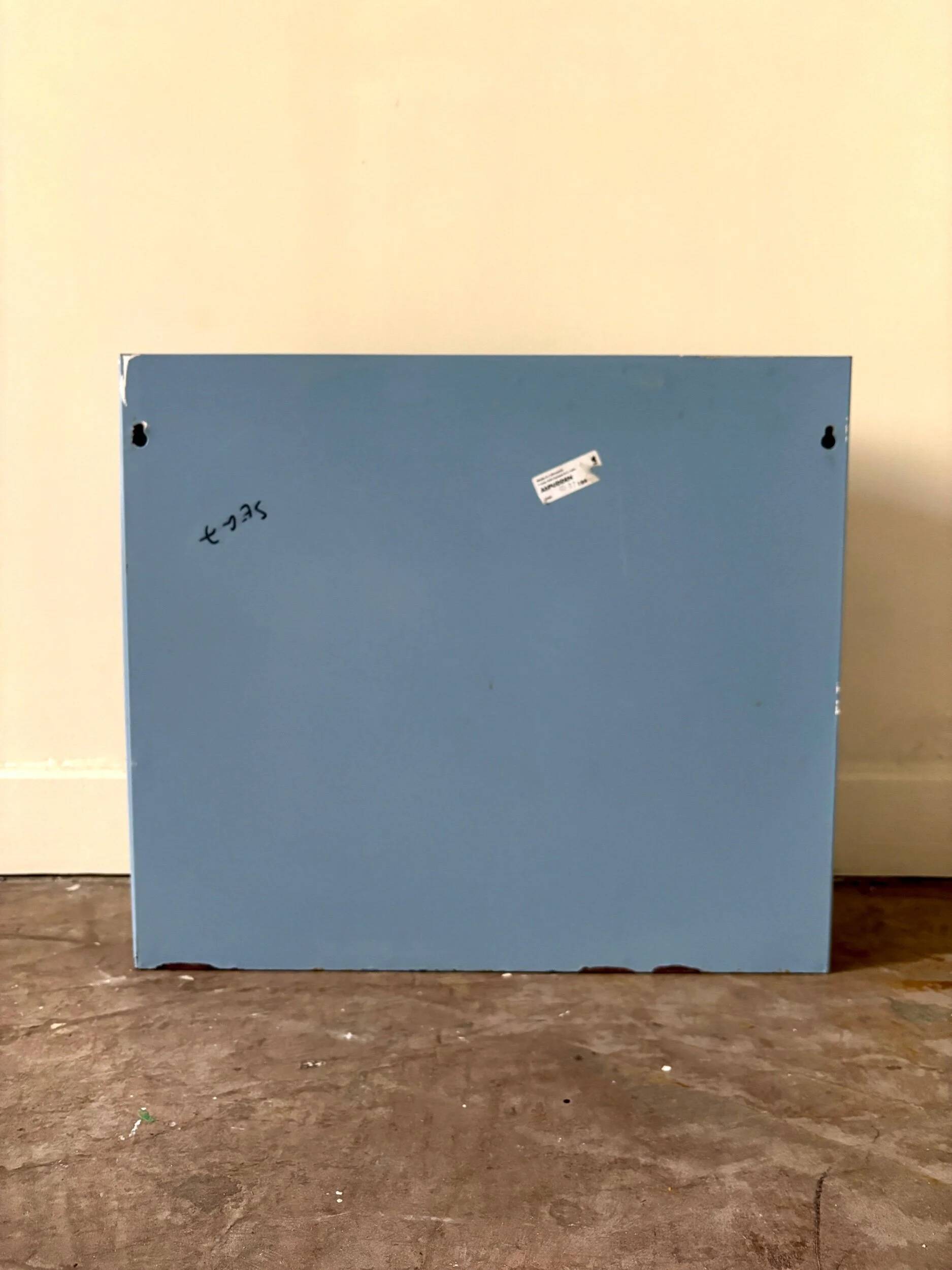 Blue metal 2-door wall cabinet, Ikea 1999