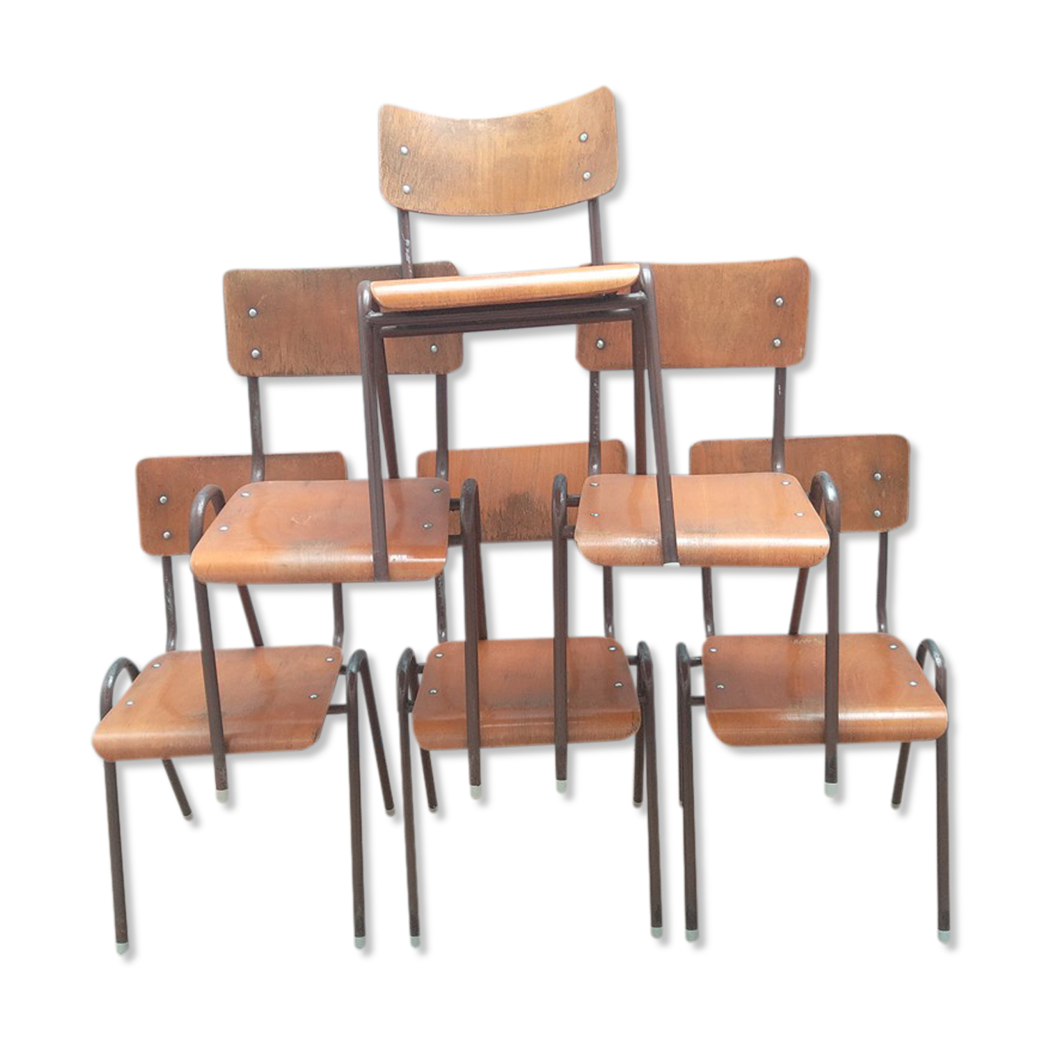 Lot de 6 chaises empilables industrielles