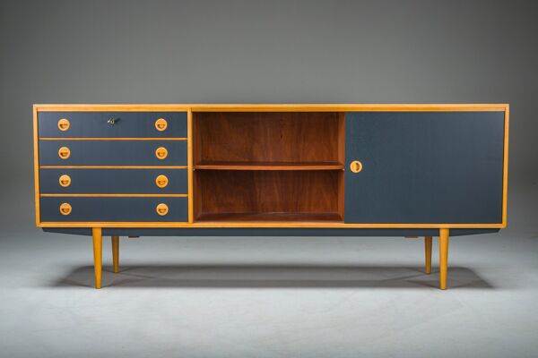 Buffet en pin de style moderne du milieu du siècle, de la marque Musterring International, années 1960