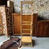 Vintage rattan and glass shelf