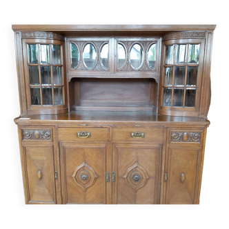 Large Luxembourg cabinet in solid oak wood from the beginning of the 20th century