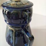 Midnight blue and flamed beige enameled ceramic filter coffee maker