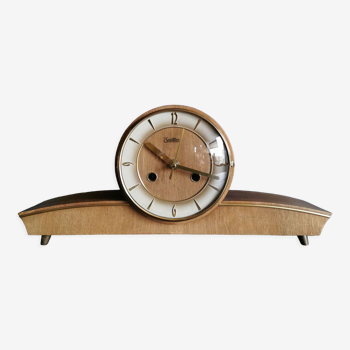 Horloge pendule bois laiton vintage à poser silencieuse "Zentra"