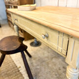 Old farmhouse table with central drawer
