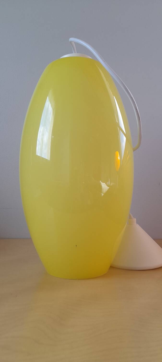 70s lemon yellow glass pendant light