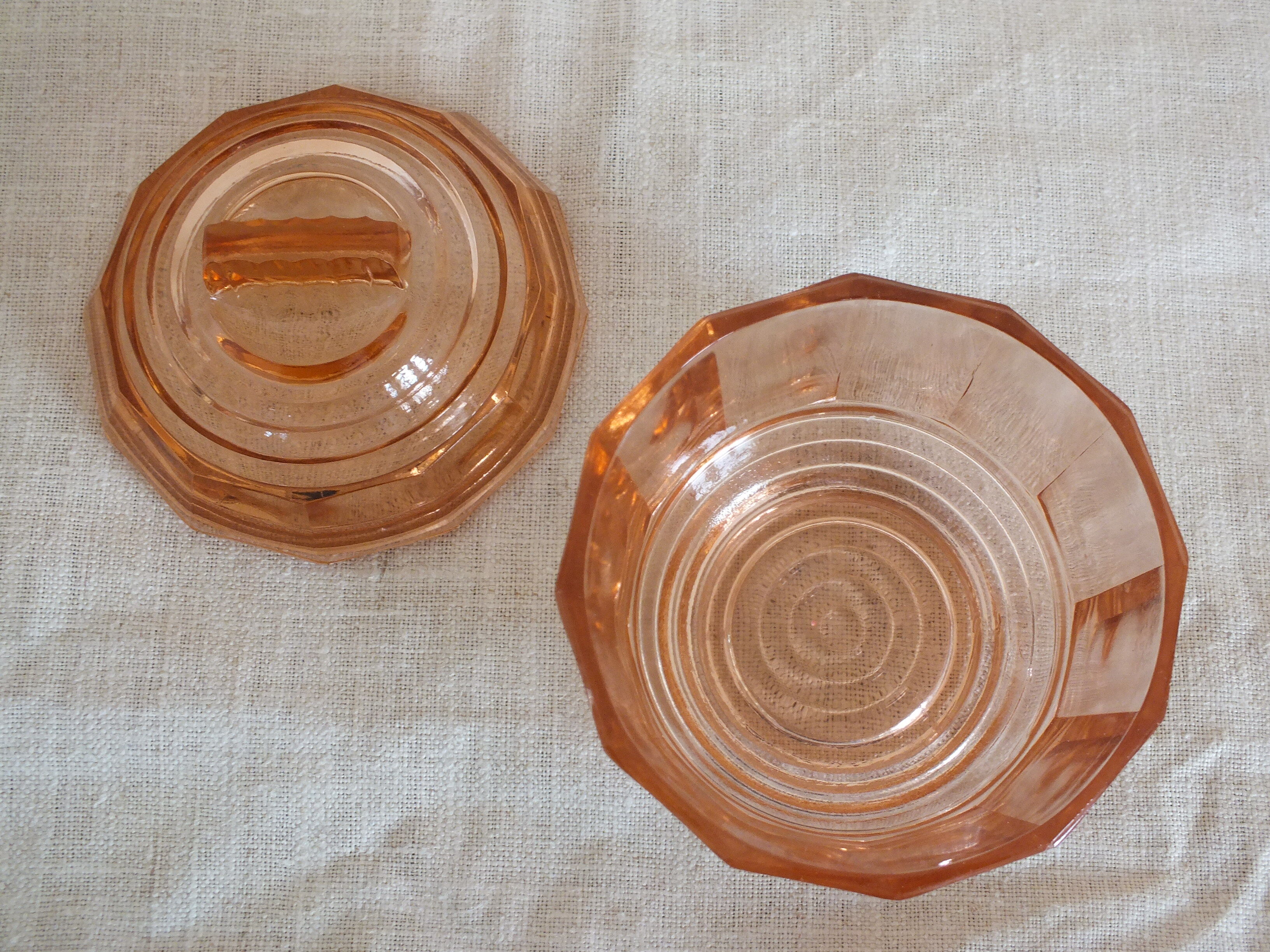 Vintage pink molded glass sweetener