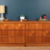 Retro teak 1960s restored steens danish double 8 drawer chest of drawers sideboard
